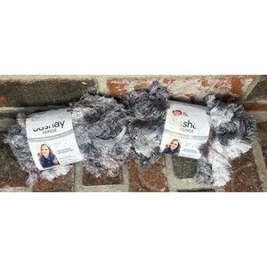 Red Heart Boutique Sashay Fringe Misty 2 Balls 13 Yds Each Gray LW4703 Lot 204